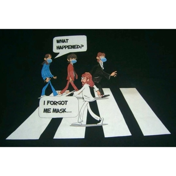 The Beatles Abbey Road Mask Pandemic Band Tee McCartney Lennon Eclectic Casual - Picture 2 of 6